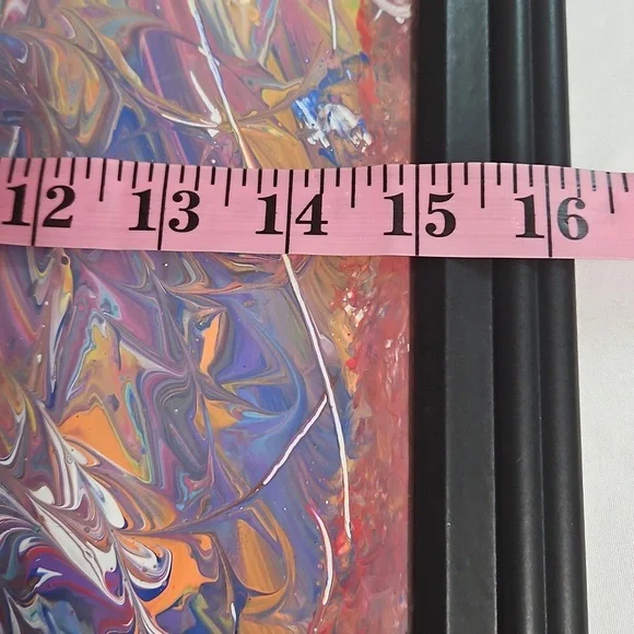 Hand Crafted Original Acrylic Pour Painting  The First One Upcycled Framed 16x20 - Picture 12 of 17
